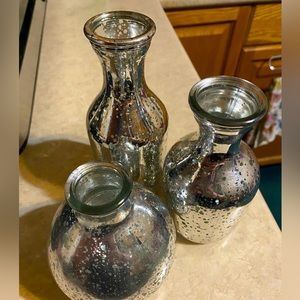 Silver vase bundle of three